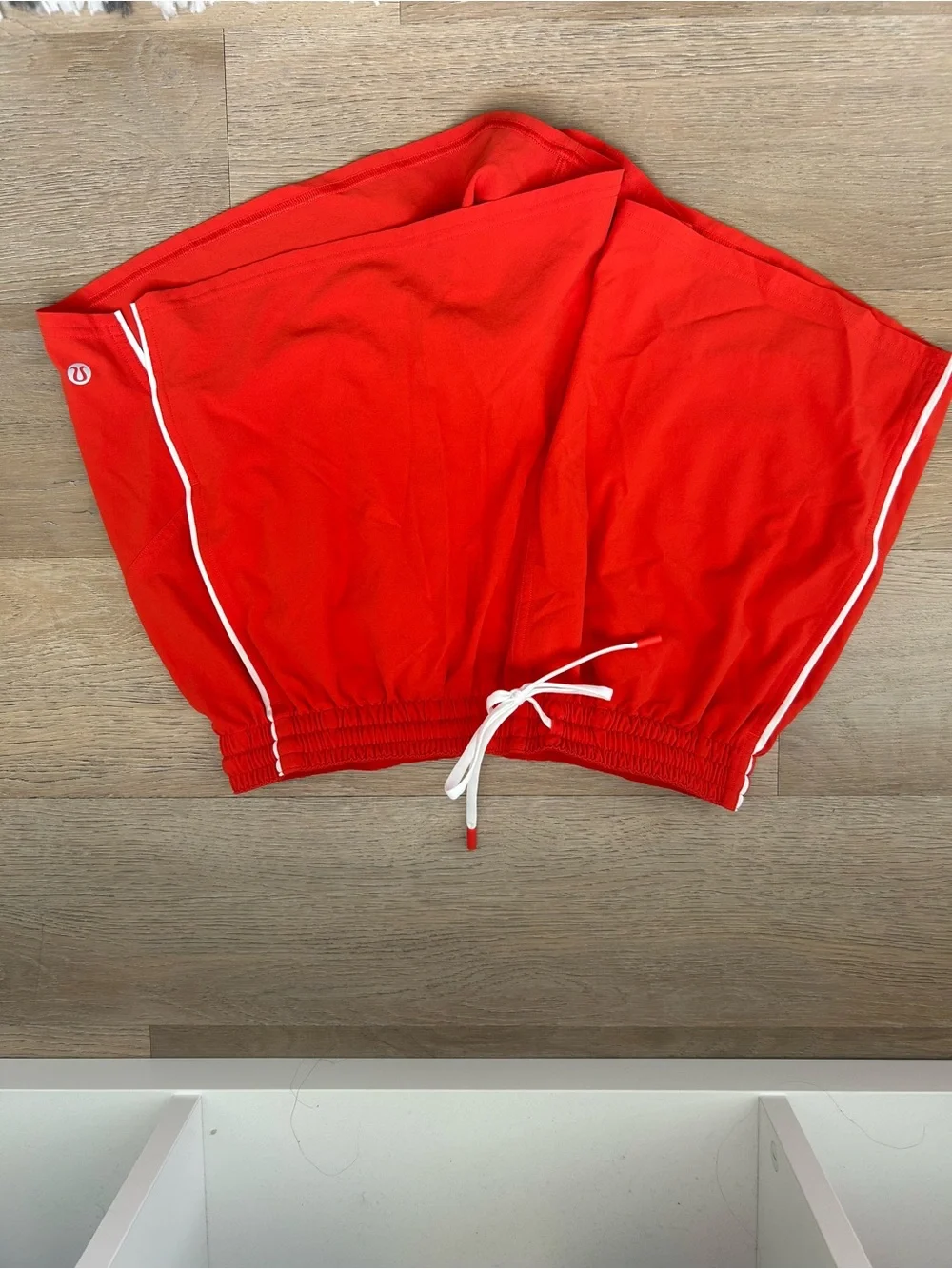 lululemon athletica women’s Red Athletic Shorts with White Piping